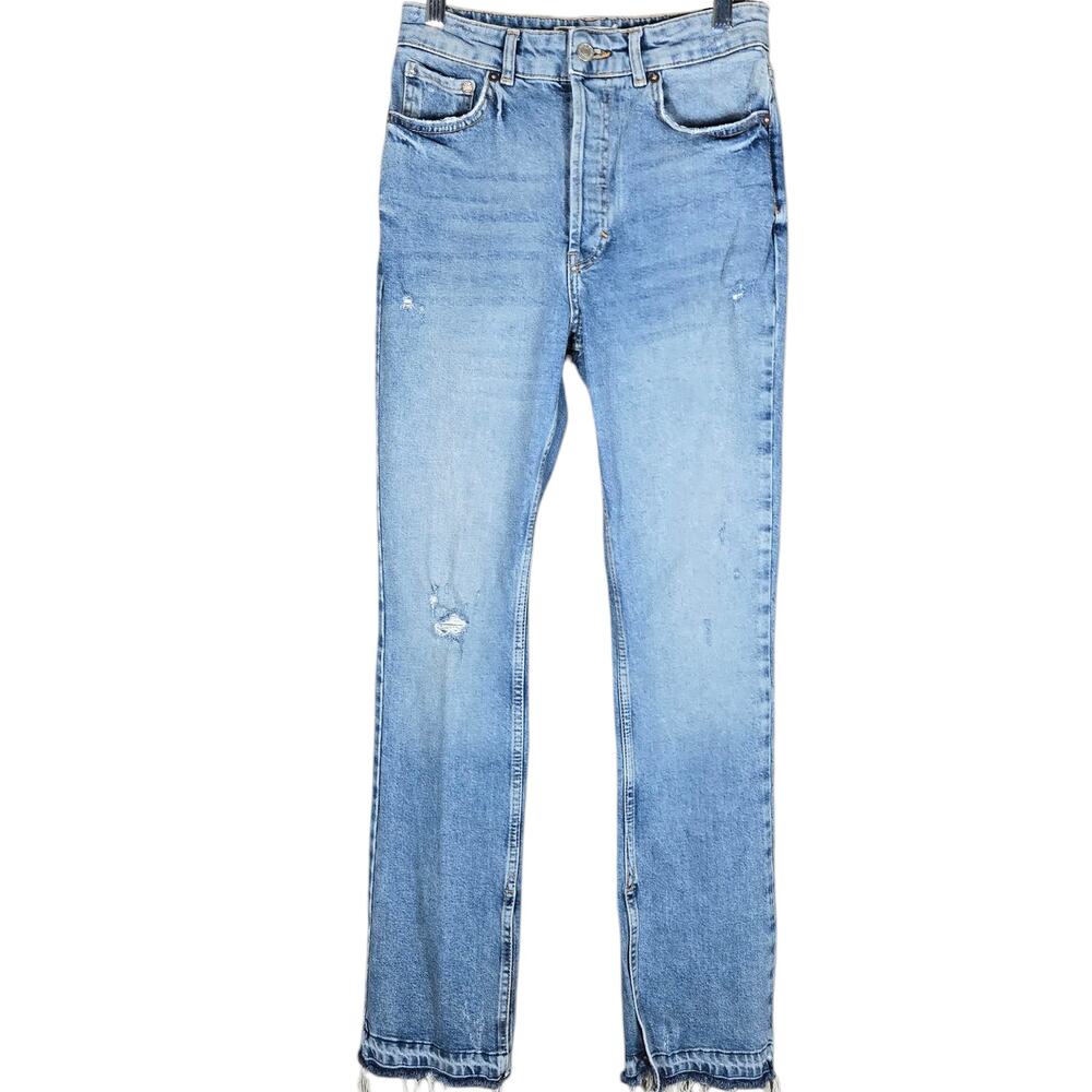 Free People Jeans Women 27 We The Free Emmy Split Hem Button Fly Distress Frayed